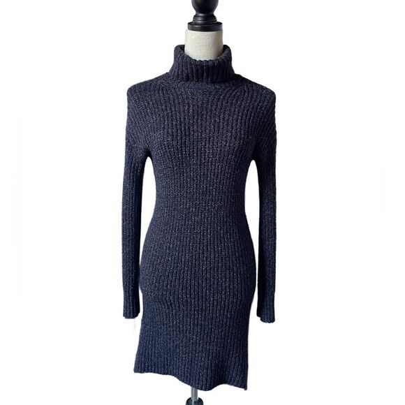 American Eagle Outfitters Purple Cable Knit Turtleneck Sweater Dress (XS) - Picture 9 of 11